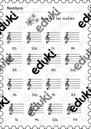Escritura de las notas musicales y de ritmos musicales - material de la ...