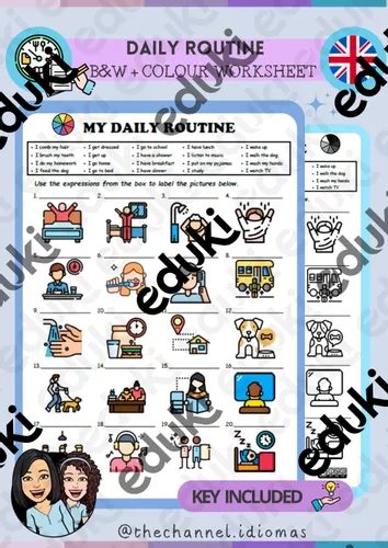 Daily Routine - Matching Worksheet - material de la siguiente ...