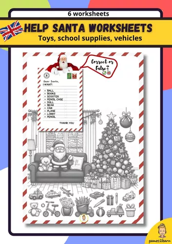 Help Santa worksheets (christmas in English) - material de la siguiente ...