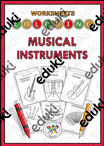 Musical Instruments Worksheet Color WORKSHEETS COLORING MUSICAL INSTRUMENTS MUSIC COLOR - material de la ...