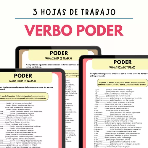 Podras VERBO PODER HOJAS DE TRABAJO PRESENTE DE INDICATIVO - material de la ...