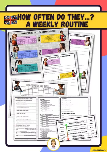 How Often Do They...? A Weekly Routine (FREQUENCY ADVERBS) - material ...