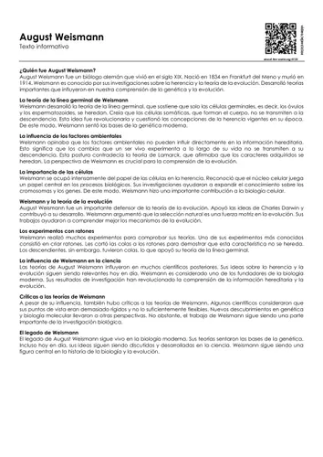 August Weismann - material de la siguiente asignatura Historia