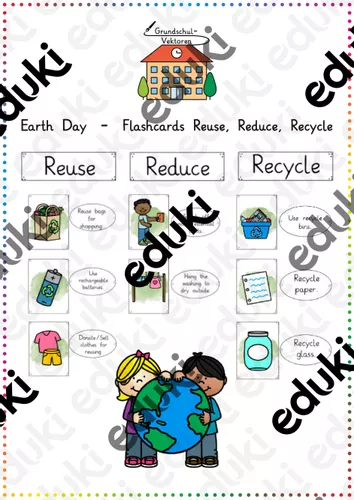 Earth Day - Flashcards Reuse, Reduce, Recycle - Ressource pédagogique ...
