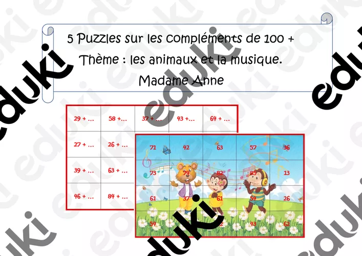 Complement Puzzle 5 Puzzle les compléments de 100 + - Ressource pédagogique pour ton ...