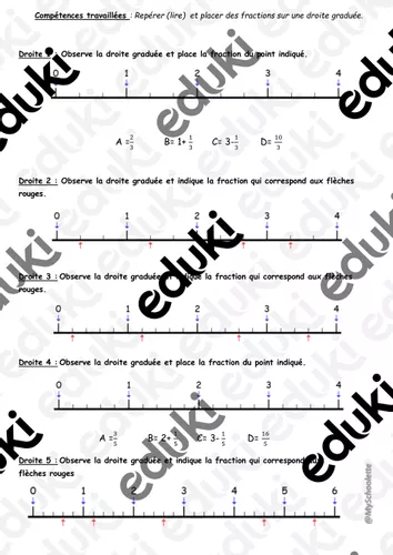 Fiche 1 - Exercices entrainement - Placer et Repérer fraction simple ...
