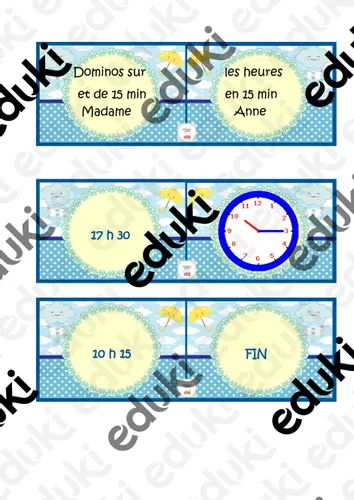 Math SMG Dominos sur l'heure de 15 min en 15 min P3 - P4 - Ressource ...