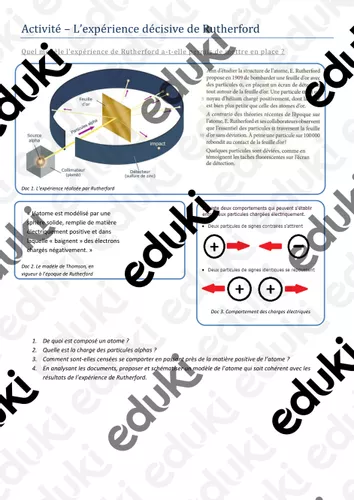 Activité - Le modèle atomique de Rutherford - Ressource pédagogique ...