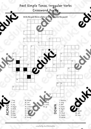 Anglais Past Simple Irregular Verbs Crossword Puzzle Mots croisés Anglais Past Simple Irregular Verbs Crossword Puzzle Mots croisés