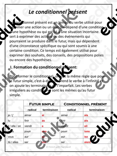 Conditionnel présent - Explications et exercices / French Present ...