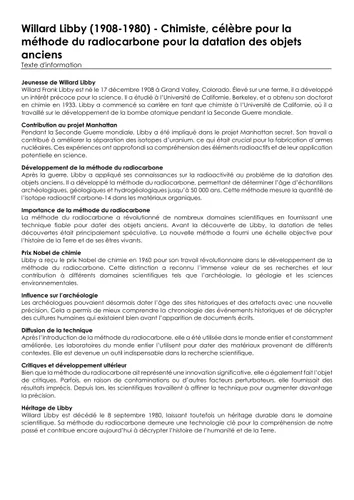 Willard Libby (19081980) Chimiste, célèbre pour la méthode du