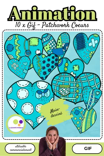 Gif - Animation | Cœurs en patchwork - Style | commerciale - Ressource ...