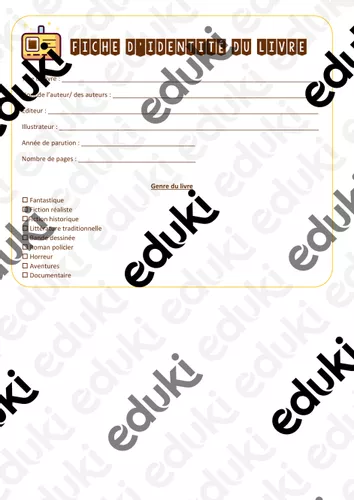 Fiche d'identité livre - Ressource pédagogique pour ton cours de Français