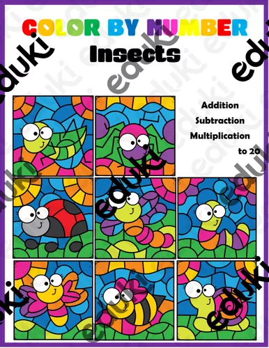COLOR BY NUMBER - Insects (Addition, Subtraction Multiplication to 20 ...