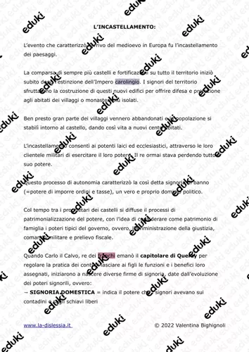 L'incastellamento Materiale didattico per la materia Storia