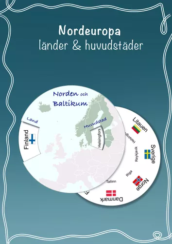 Snurra med länder, flaggor och huvudstäder – Norden och Baltikum ...