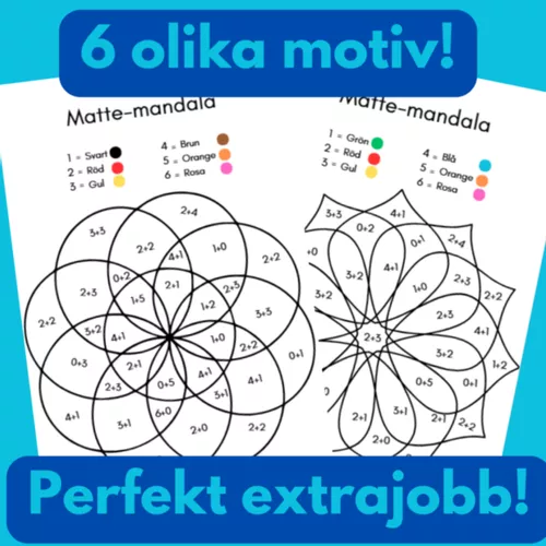 Matte-mandalas Addition Extrablad – material i ämnet Matematik