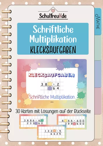 Schriftliche Multiplikation Klecksaufgaben Aufgabenkarten Klasse 4 Und schriftliche-multiplikation-klecksaufgaben-aufgabenkarten-klasse-4-und