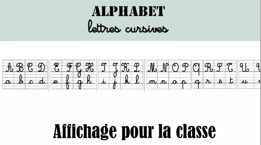 Affichage alphabet cursive simple épuré - Ressource pédagogique pour ...