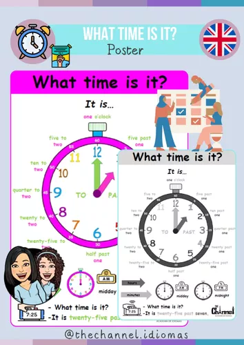 L'Heure en Anglais – Affiche - Couleur et Noir & Blanc - Ressource ...