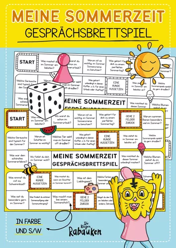 Bild in der Beschreibung des Unterrichtsmaterials Sommerzeit Gesprächsbrettspiel ☀️🎲 Plauderbrettspiel | Gesprächsanlässe als Brettspiel von Die klugen Rabauken #1
