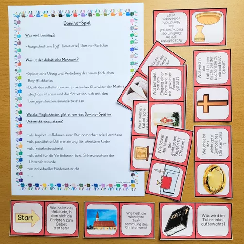 Bild in der Beschreibung des Unterrichtsmaterials Christentum Weltreligion Ethik Religionsunterricht DOMINO von Helles Köpfchen #1