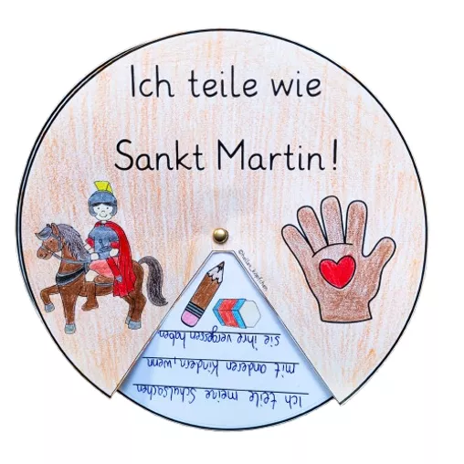 Bild in der Beschreibung des Unterrichtsmaterials Teilen wie Sankt Martin Klasse 3-6 Drehscheibe basteln von Helles Köpfchen #1