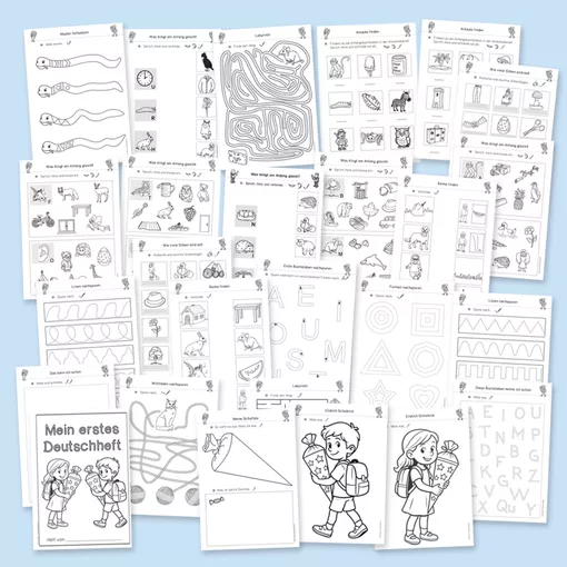 Bild in der Beschreibung des Unterrichtsmaterials Übungsheft zum Schulstart (Klasse 1, Deutsch) von Grundschulatelier #1