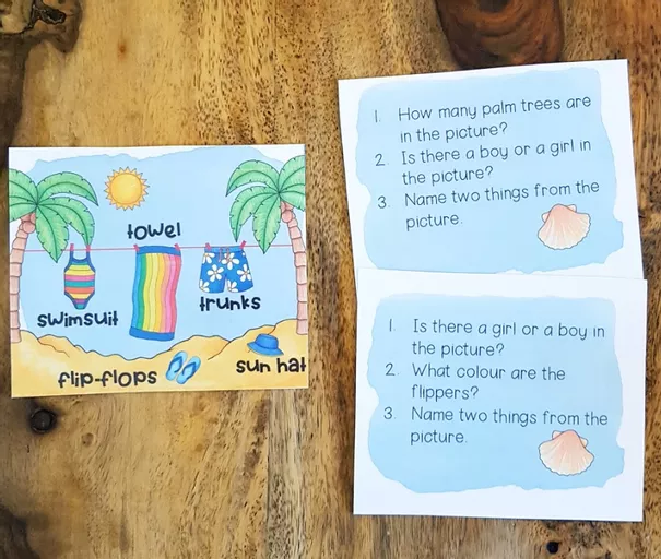 Bild in der Beschreibung des Unterrichtsmaterials SUMMER - How many things can you remember? (16 Mini-Wimmelbildchen mit Fragen auf der Rückseite) von Unterrichtmitspass #2