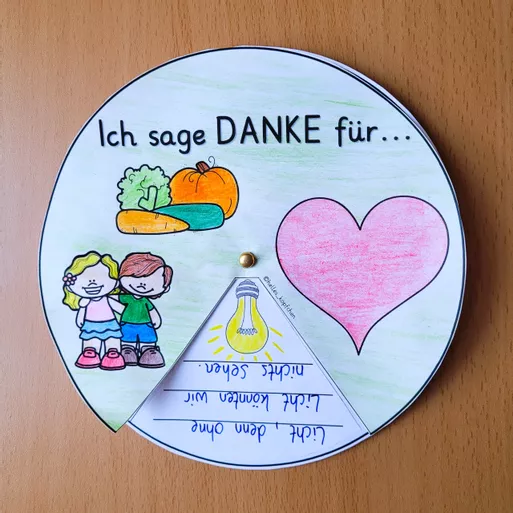 Bild in der Beschreibung des Unterrichtsmaterials Ethik Dankbarkeit Klasse 3-6 – Drehscheibe basteln von Helles Köpfchen #1