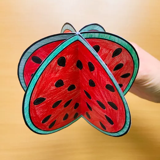 Bild in der Beschreibung des Unterrichtsmaterials Buchstabeneinführung M - 3D Melone basteln Kunst Klasse 1-2 von Helles Köpfchen #1