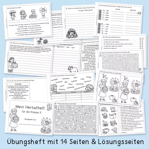 Bild in der Beschreibung des Unterrichtsmaterials Herbst in Klasse 3 (Übungsheft, Deutsch) von Grundschulatelier #1