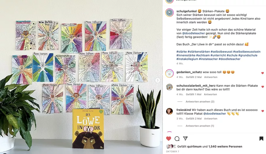 Bild in der Beschreibung des Unterrichtsmaterials Kreativprojekt: Meine Stärken / Löwe + Bonus: 200 Stärkenliste von Doodleteacher #3