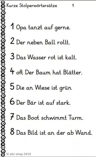 Bild in der Beschreibung des Unterrichtsmaterials 128 kurze Stolperwörtersätze mit Lösungen (für den Anfangsunterricht) von abc shop #1