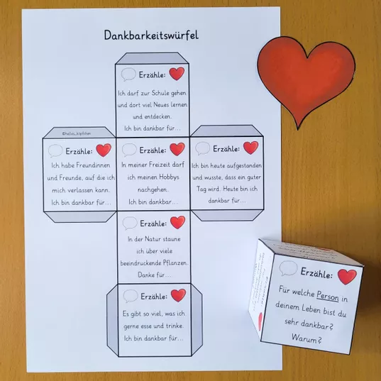 Bild in der Beschreibung des Unterrichtsmaterials Danke / Dankbarkeit Grundschule Erzählwürfel von Helles Köpfchen #1