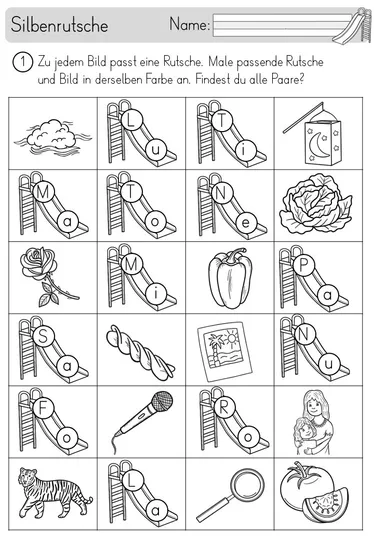 Bild in der Beschreibung des Unterrichtsmaterials Silbenrutsche - Erstes Lesen - Übungen - Arbeitsblätter - Mix von Odd Bird & Company #2