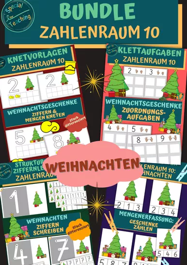 Bild in der Beschreibung des Unterrichtsmaterials Strukturierter Ziffernlehrgang: ZR 10 / Weihnachten von Special Heart for Teaching #1