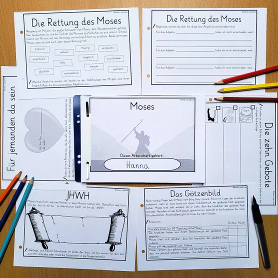 Bild in der Beschreibung des Unterrichtsmaterials Moses Religionsunterricht Grundschule ARBEITSHEFT von Helles Köpfchen #1