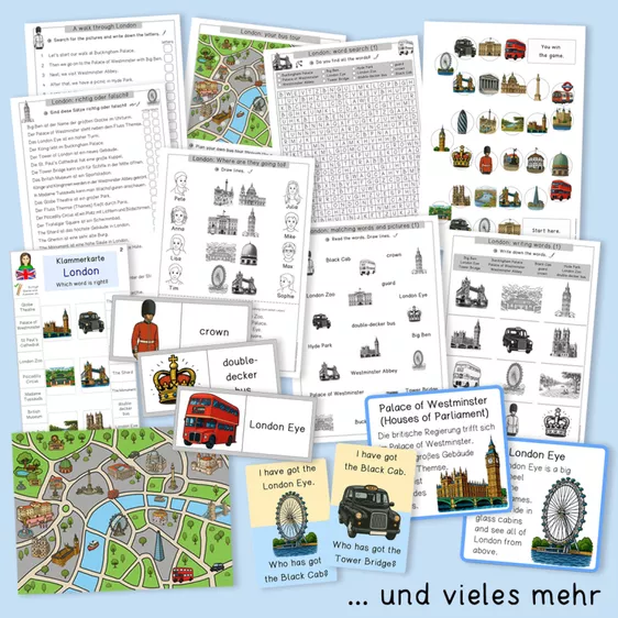 Bild in der Beschreibung des Unterrichtsmaterials London (Englischmaterial, Grundschule, Arbeitsblätter, ...) von Grundschulatelier #1