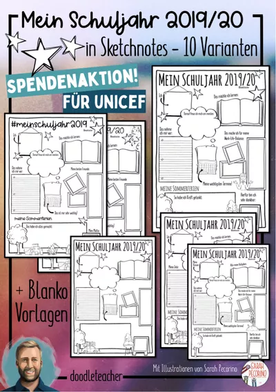 Bild in der Beschreibung des Unterrichtsmaterials Nach den Sommerferien - Sketchnote und Bingo - SPENDENAKTION von Doodleteacher #1