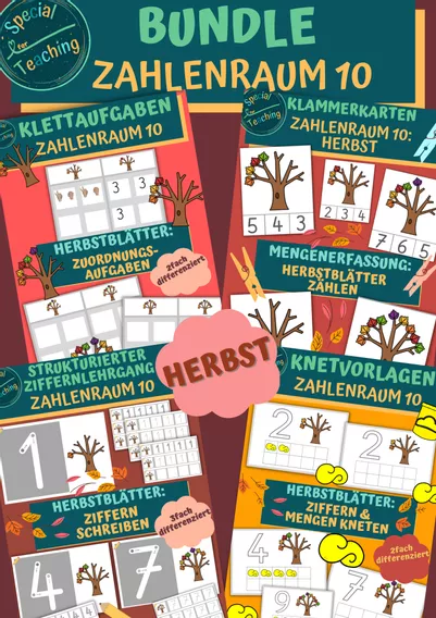 Bild in der Beschreibung des Unterrichtsmaterials Knetvorlagen: Herbstblätter / ZR 10 von Special Heart for Teaching #1
