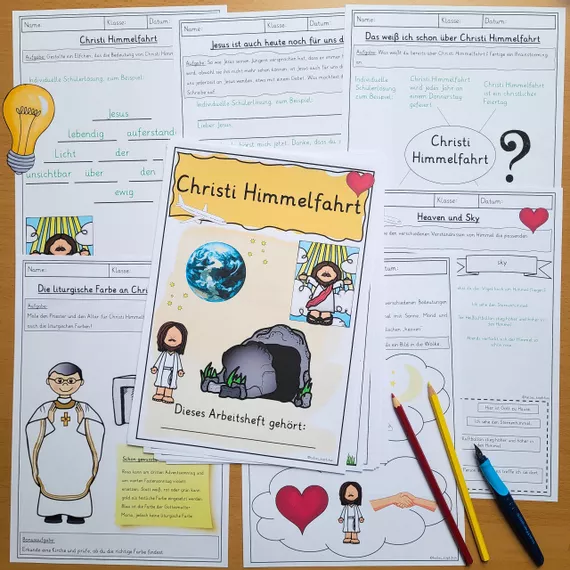 Bild in der Beschreibung des Unterrichtsmaterials Christi Himmelfahrt ARBEITSHEFT mit Lösungen Religionsunterricht von Helles Köpfchen #1