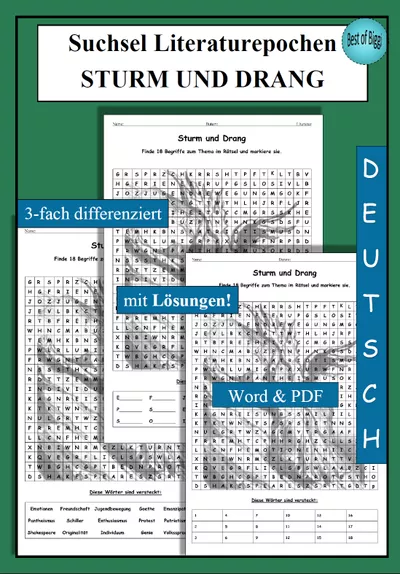 Bild in der Beschreibung des Unterrichtsmaterials Suchsel Literaturepoche Jahrhundertwende - als PDF & Word von Best_of_Biggi #2