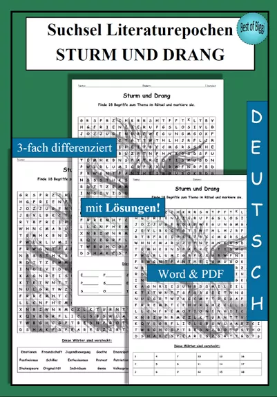 Bild in der Beschreibung des Unterrichtsmaterials Suchsel Literaturepoche Neue Sachlichkeit / Weimarer Republik - als PDF & Word von Best_of_Biggi #2