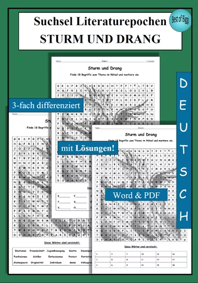 Bild in der Beschreibung des Unterrichtsmaterials Suchsel Literaturepoche Aufklärung - als PDF & Word von Best_of_Biggi #2