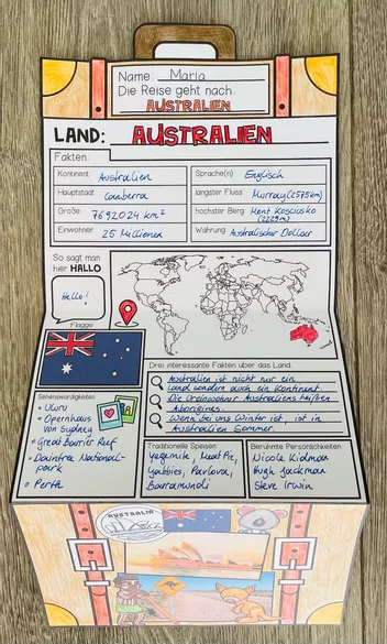 Bild in der Beschreibung des Unterrichtsmaterials Ländersteckbrief – Mein Länder-Reisekoffer | Bastelvorlage von Unterrichtmitspass #1