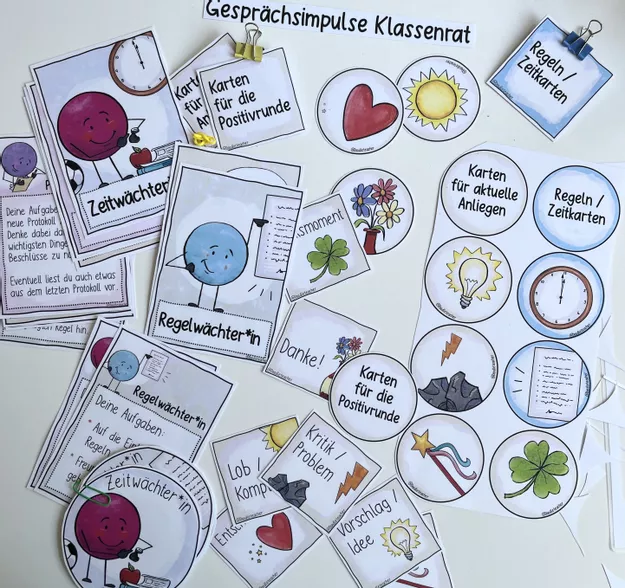 Bild in der Beschreibung des Unterrichtsmaterials Klassenrat - Ämter Karten und Rollen (Grundschule / Sekundarstufe 1) von Doodleteacher #1