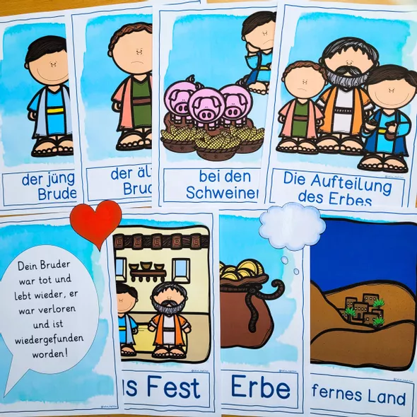 Bild in der Beschreibung des Unterrichtsmaterials Verlorener Sohn Religionsunterricht TAFELMATERIAL von Helles Köpfchen #1