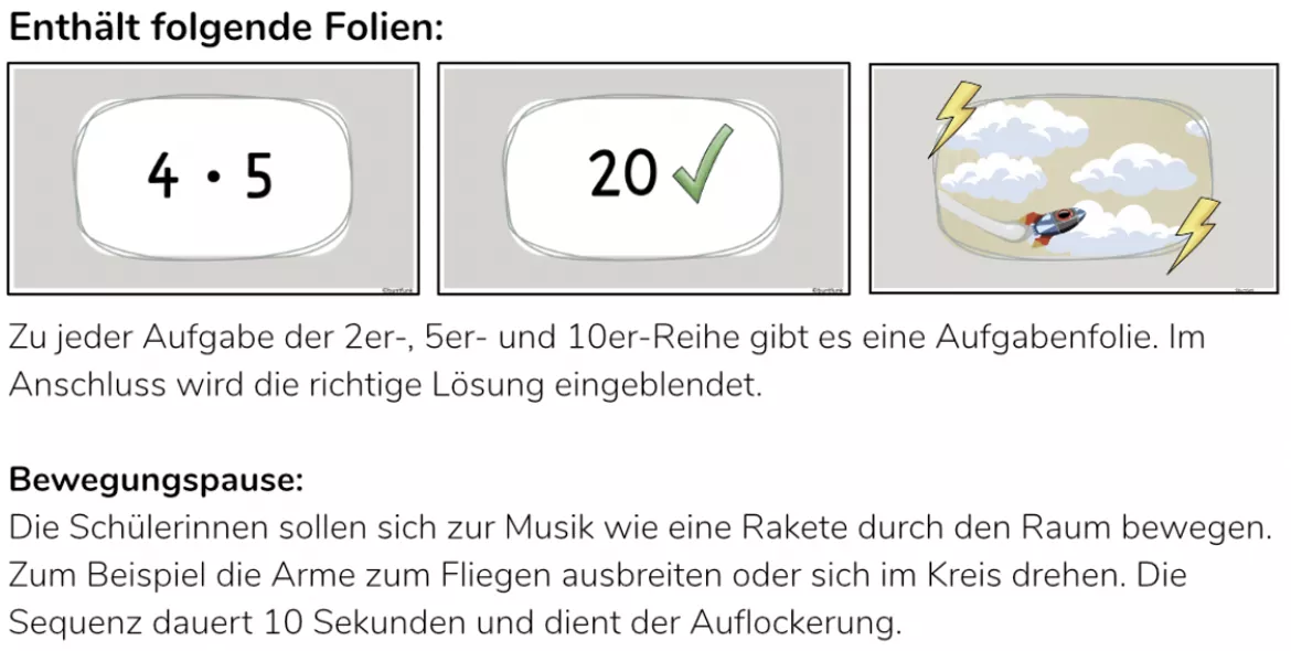 Bild in der Beschreibung des Unterrichtsmaterials Blitzrechnen Kleines Einmaleins (1x1) - animierte Präsentation (2er-, 5er-, 10er-Reihe) von buntfunk #1