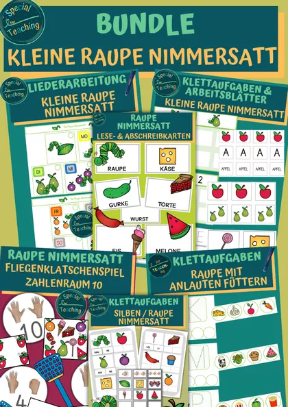 Bild in der Beschreibung des Unterrichtsmaterials Klettaufgaben: Silben / Raupe Nimmersatt von Special Heart for Teaching #1